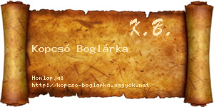 Kopcsó Boglárka névjegykártya